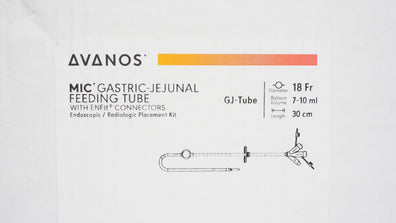 Avanos 8250-18-30 MIC Gastric-Jejunal Feeding Tube 18Fr x 30cm, 7-10mL